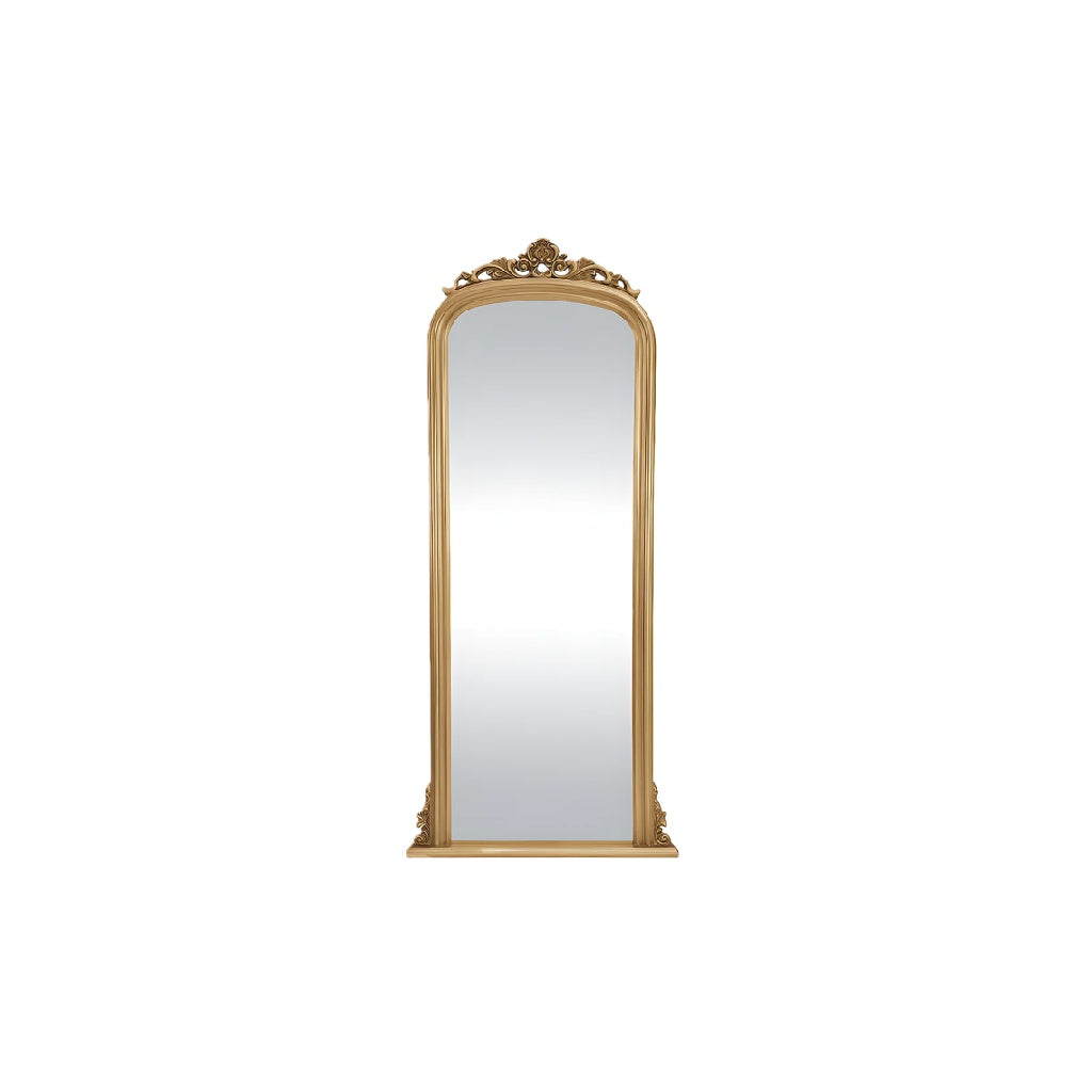 Miroir sur pied doré avec cadre orné