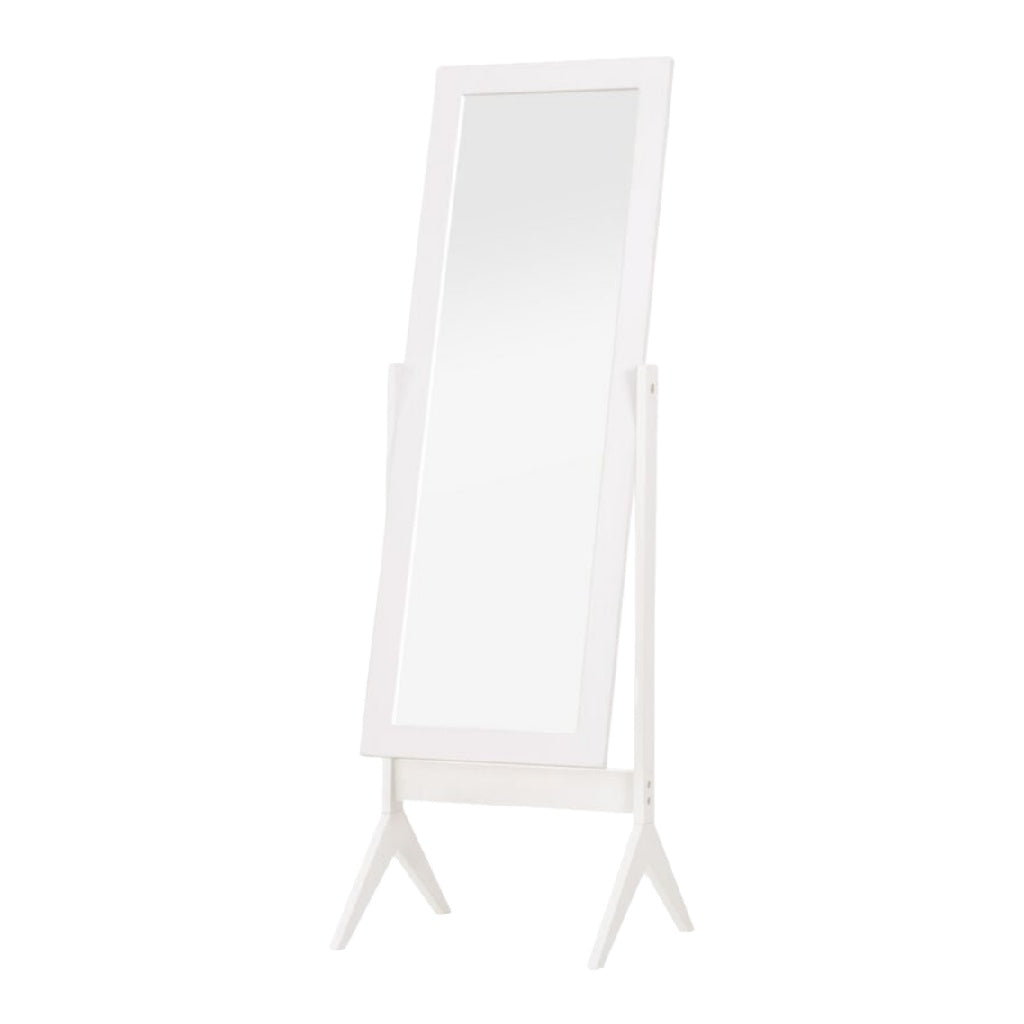 Miroir sur pied blanc réglable avec cadre rectangulaire