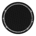 Dessous de verre rond noir antidérapant avec anneau décoratif strass
