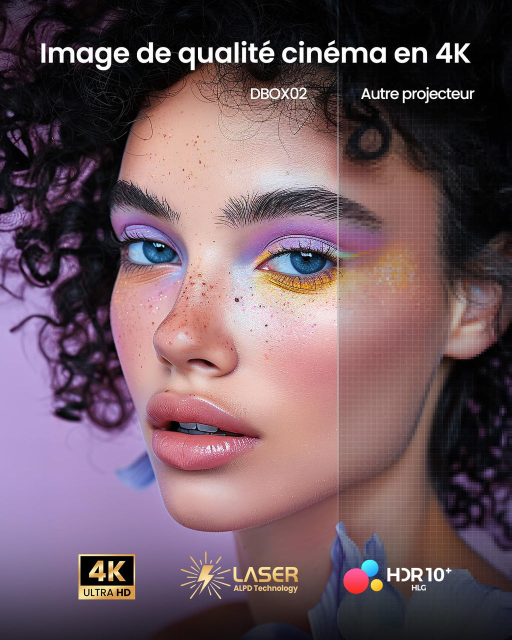 4K Vidéoprojecteur & Blu-Ray 3D, 2450 ISO Lumens, Dangbei Vidéoprojecteur avec GTV/Netflix, Home cinéma, 2x12W Haut-Parleur, HDR10+, WiFi 6 Bluetooth, Dolby Digital Plus DTS:X (DBOX02)