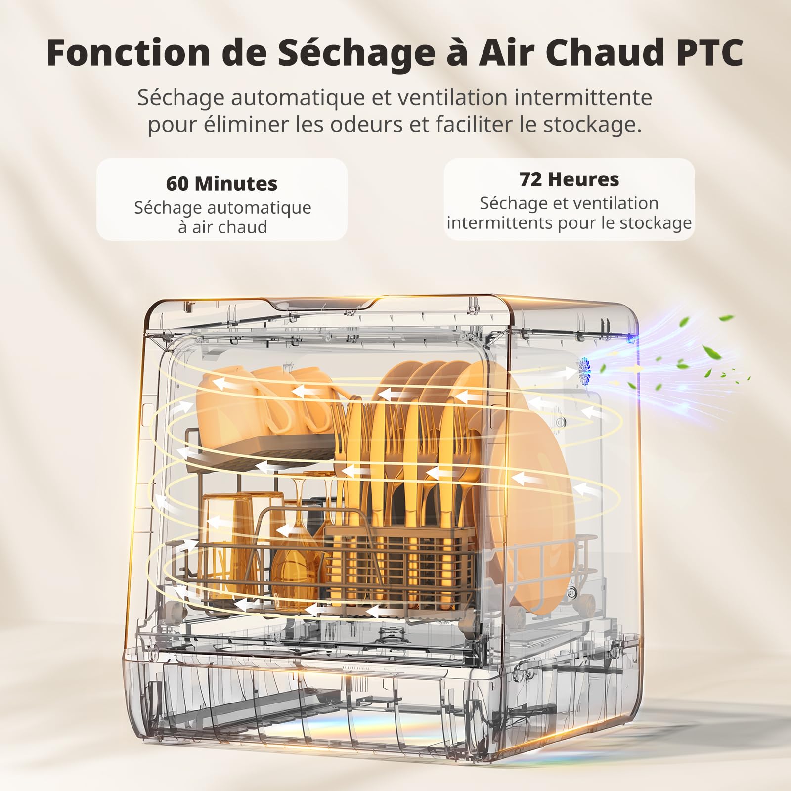AIRMSEN Mini Lave-Vaisselle de Table, Lave-Vaisselle Portable 5L, 8 Programmes + 3 Programmes supplémentaires, Départ Différé 1-18 h, Adoucisseur d’Eau et Sécurité Enfant