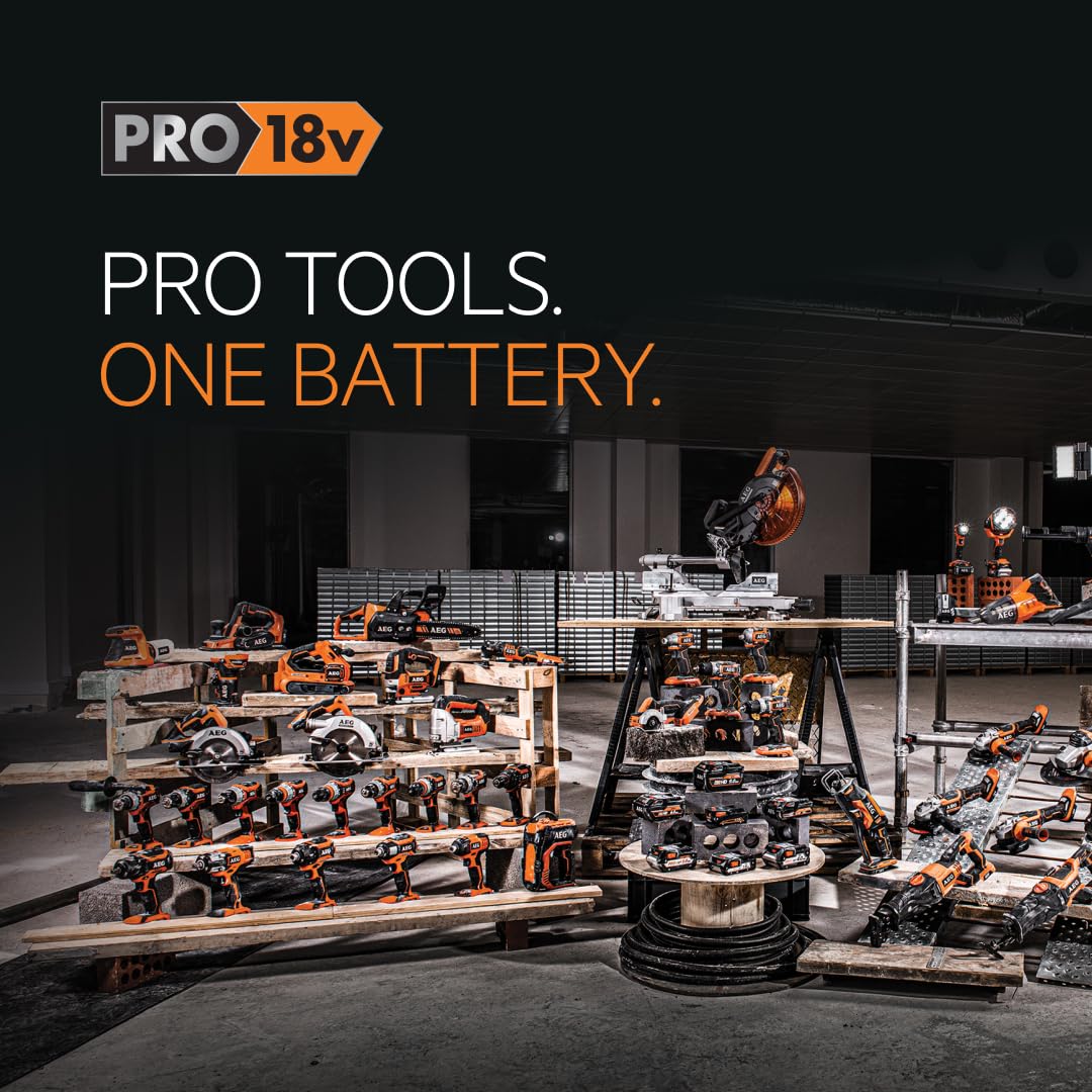 AEG - Pack 3 outils Brushless - Perceuse à percussion 18V, boulonneuse à chocs 18V, meuleuse 125 mm 18V, 2 batteries 4,0 Ah, chargeur, sac de rangement - JP18AA3-402B LK1