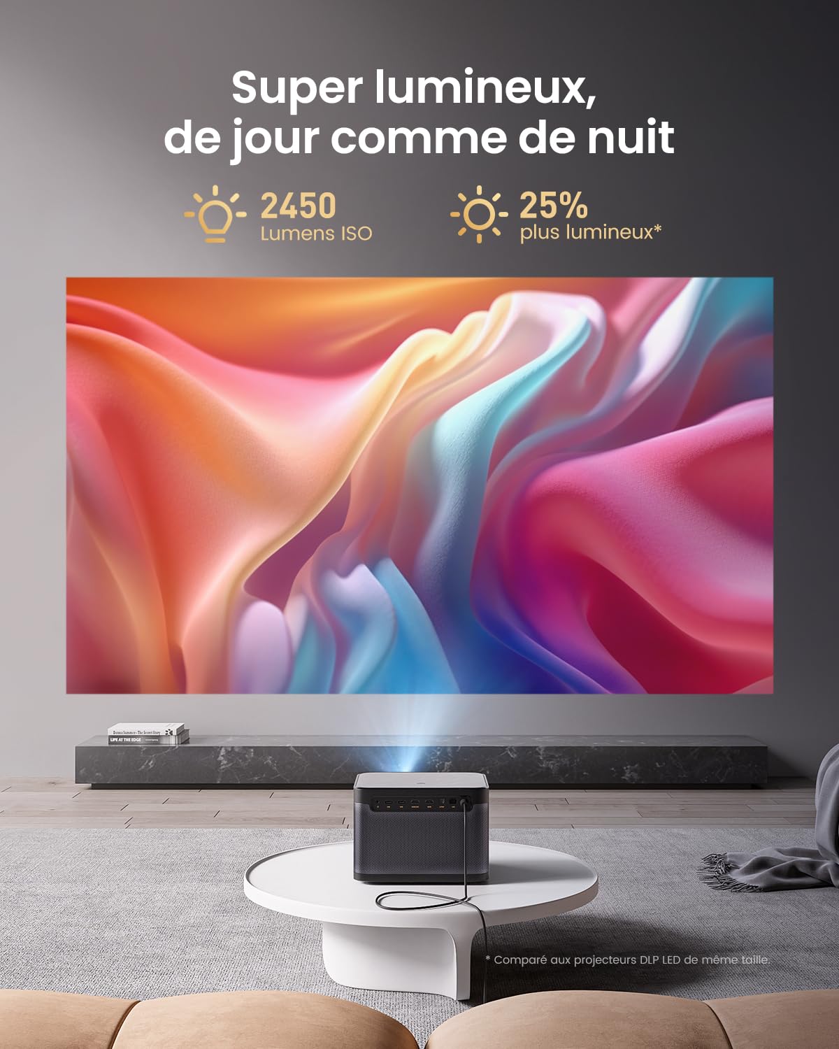 4K Vidéoprojecteur & Blu-Ray 3D, 2450 ISO Lumens, Dangbei Vidéoprojecteur avec GTV/Netflix, Home cinéma, 2x12W Haut-Parleur, HDR10+, WiFi 6 Bluetooth, Dolby Digital Plus DTS:X (DBOX02)