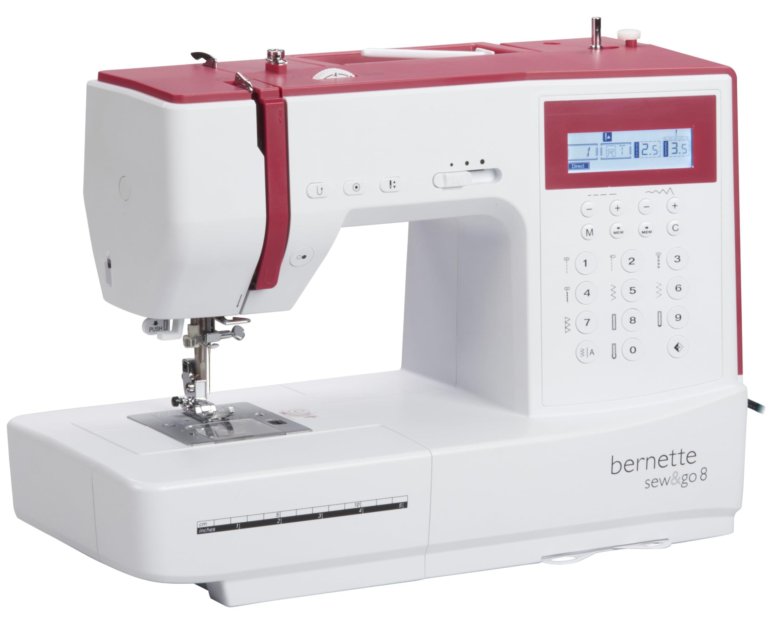 Bernette Sew&GO8 Machine à coudre ordinateur avec 197 programmes de couture, bras libre, écran multifonction, couture, patchwork, matelassage, White