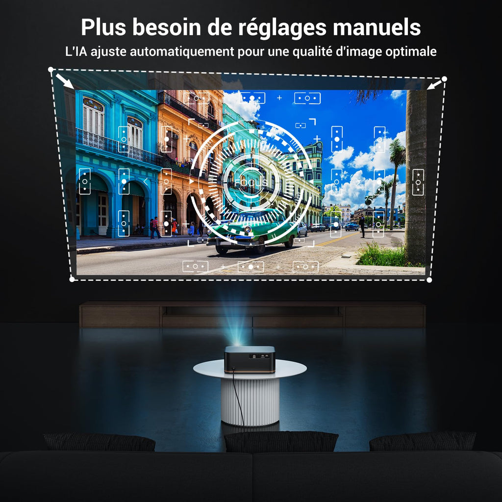 1500 ANSI Full HD Videoprojecteur 4k avec WiFi 6 Bluetooth 5.2, HAPPRUN Projecteur Video Home Cinéma avec Auto Focus et Keystone, 300" Vidéoprojecteur Extérieur Intérieur, Compatible TV Stick/PC/PS5